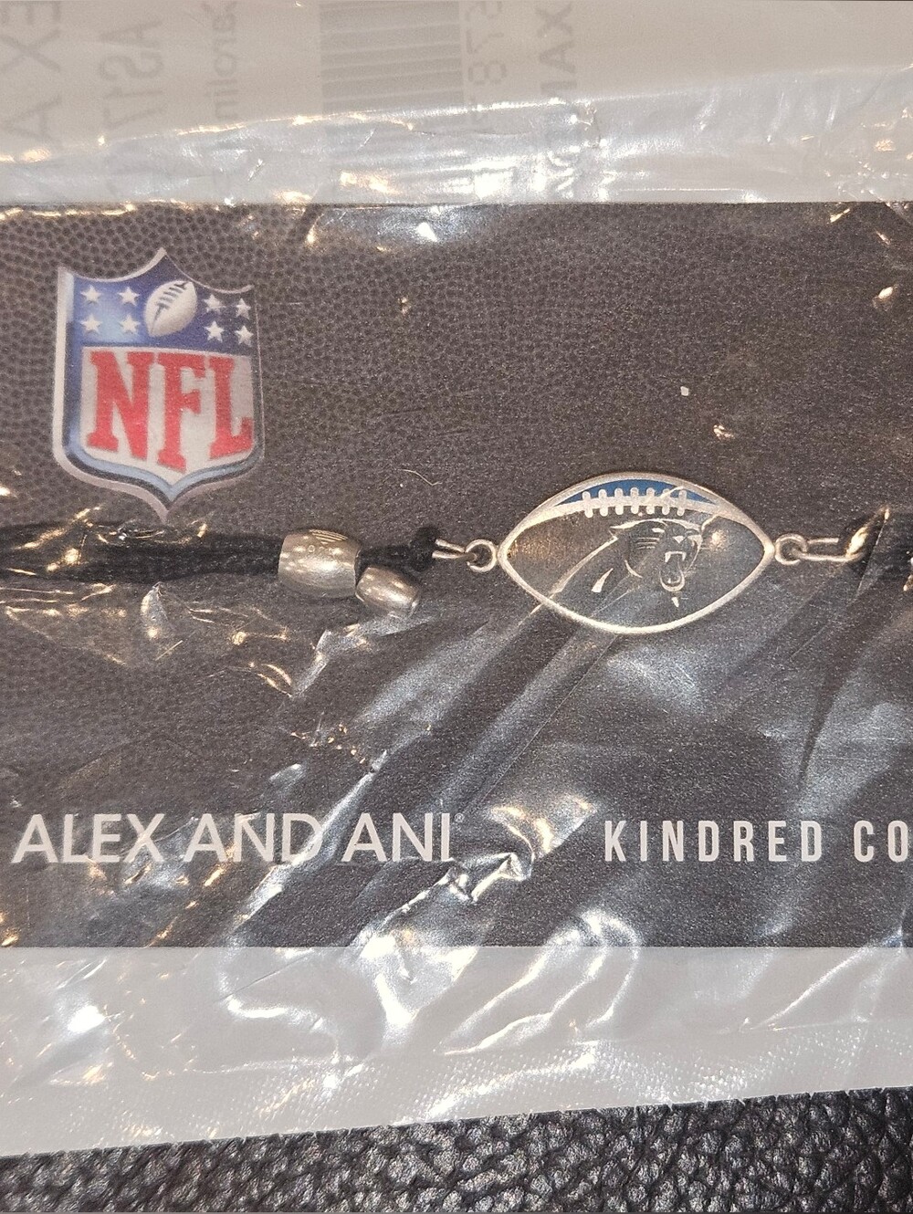Alex and Ani Carolina Panthers Football Charm Bracelet in Black & Silver